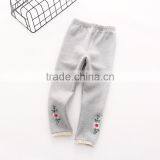 Winter Solid Color Embroidery Fleece Leggings for Kids Girls thumbnail-5