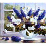 3d Diy Round Diamond Rhinestone Painting 5D Cross Stitch Kit Needlework Diamond Embroidered Mosaic Lavender Flower Home Decor thumbnail-1
