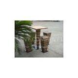 Brown PE Rattan Bar Set , Home Balcony / Garden Table And Chairs
