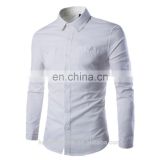 Wholesale OEM New Arrival Men's Traditional Fit Long Sleeve Linen Shirt Straight Collar Single Chest Pocket Shirts