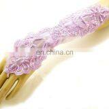 Purple& Red Pretty Appliqued& Sequined Fingerless Long Wedding Glove White Pearl Beaded Satin Fingerless Wedding Bridal Gloves thumbnail-2