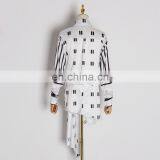 Asymmetrical Print Dresses For Women Lapel Collar Long Sleeve High Waist Tunic Mini Dress 2020 thumbnail-2