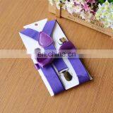 Kids Solid Suspenders & Bow Tie Set Baby Unisex Braces Elastic Y-back Accessories 32colors for 1-10T thumbnail-5