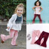 Baby Girls Kids Boho Floral Bell Bottom Velvet Ruffle Leggings Flare Pants 2 Colors Sz80-90 thumbnail-3