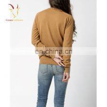 Fashionable Long Sleeve Crew Neck Cashmere Pullover Sweater for Ladies thumbnail-4