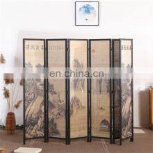 6 Panel Folding Wooden Screen Decorative Room Partitions for Living Room