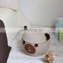 Hot Sale Bear Toy Basket for Kids, Basket Made With Cotton Ropre Cute Natural Basket Nursery Decoration for Baby and Kids thumbnail-3