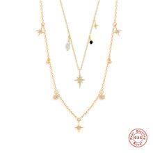 S925 Sterling Silver Octagonal Star Shaped Pearl Collarbone Necklace thumbnail-2