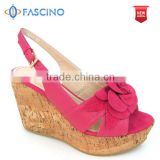 wedge heel lady summer sandals with flower decoration