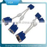 3+6 Male to 2female 15pin VGA Splitter Cable