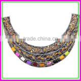Garment accessories metal trims,Cheap OEM/ODM Colorful Beads Handmade Sew on Bohemia Net Cloth False Collar