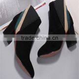 Thick High Heel Rubber Boots Women Lady Gaga Heels Suede Boots thumbnail-2