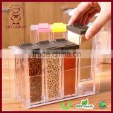 6 Spice Shaker Seasoning Bottle Jar Condiment Storage Container with Tray for Salt Sugar Cruet, Color Random Delivery