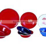 High Quality Solid Color Steel Rim Melamine Japanese Bowls and Plates