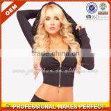 Sale Sexy Stretch Fitted Zip Up Cropped Top Hoodie (YCT-C0290) thumbnail-1