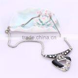 Hot Sale Tiny Austrian Crystal Parti-colour Curve Big Hollow Triangle Pendant Collar Statement Necklaces for Women Girls Jewelry thumbnail-4