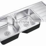 1200X500 Double Bowl l Kitchen Sink With Drainboard thumbnail-1