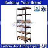 Heavy Duty Wooden Gondola Shelf Grass Rack for Retail Shop thumbnail-5