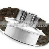 Friendship Weave Black Leather Bracelet Stainless Steel Bracelet thumbnail-1