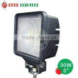 High Performance 5" Square 30W Led Work Light,4WD Tractor Offroad 30W Led Work Light
