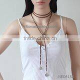 2016 Fashion Retro Long Women Chain Leaf Pendant Black Velvet Choker Necklace Quality Choice thumbnail-6