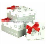 Silver Heart With Red Bow 3pcs Set Gift Box