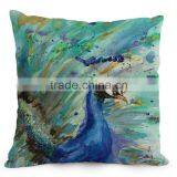 Beautiful Peacock Feather Linen Cushion Cover 45cm Throw Pillow Case Christmas Decoration for Sofa Bed Chair thumbnail-5