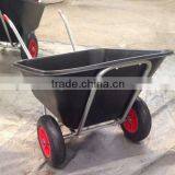 160L Two Wheels Plastic Tray Garden Wheelbarrow , Farm Wheelbarrows