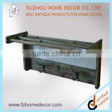 Antique Wood Wall Towel Rack Cabinet With Metal Hangers thumbnail-1