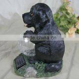 Resin Solar Lighting Dog Figurine With Luminous Glass Ball thumbnail-2