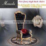 Royal High Back Wing Chair in Upholstered Luxurious Tufted Pink Velvet thumbnail-6