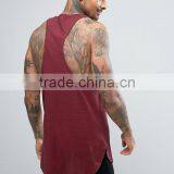 High Quality New Design Custom Dark Red Color Gym Wear Comfortable 100% Cotton Fashion Men's Sport Vest thumbnail-2