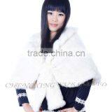 CX-B-M-60D Fashion Wholesale Knitted Mink Fur With Rosette Lady Fur Shawl thumbnail-6