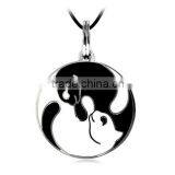 High End Metal Enamel Yin Yang Cat Necklace Black and White Animal Pendant Necklace for Couple thumbnail-1