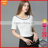 Latest Design Short Sleeve Cozy Knit Sweatershirt Tight Pullover Sweater thumbnail-2