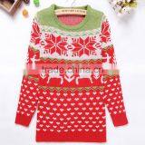 Fashionable Design Long Style Red Snowflake Patterns Ladies Christmas Sweater thumbnail-2