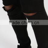 Mens 2016 Fashion Skinny Jeans Plain Black Slim Denim Jeans Ripped Jeans thumbnail-4