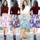 Z&M Women Floral Print Vintage Pleated Fashion Skirt thumbnail-3