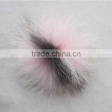 Myfur Customized Multi-Color Pink/Grey Raccoon Fur Pom Poms Wholesale Hat Accessory thumbnail-2