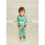 Wholesale Kids Christmas Pajamas 100% Cotton for American Boutique Green Stripes Kids Pajamas Set Baby and Boy Pajamas Clothes thumbnail-1