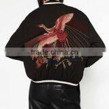 Runwaylover EY1030C Wholesale Fashion Women Solid Color Bomber Cropped 100% Nylon Embroidery Jacket thumbnail-4