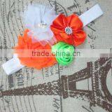 Girls Boutique Chic Rose and Rhinestoned Satin Petals Headbands For Baby thumbnail-4