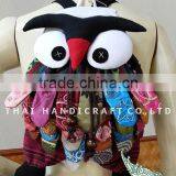 Hill Tribe Patchwork Silk Fabric OWL Back Pack thumbnail-1