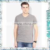 Mens Grey Custom Design Premium Quality V-Neck Plain T Shirts thumbnail-1