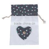 White & Gray Flower Pattern Christmas Custom Jute Jewelry Drawstring Bags thumbnail-1