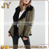 Hot Selling Winter Apparel in America Wholesale OEM Service Women Khaki Faux-suede Jackets JYABC048 thumbnail-2