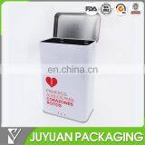 2015 Tin Box Factory's New Decorative Personalized Hinged Rectangular Metal Tin Container