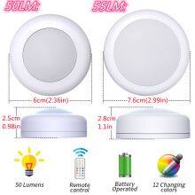 LED Cabinet Light Colorful Dimmable Touch Sensor Night Lamp Remote Control Wireless Puck Light thumbnail-4