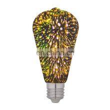 Colorful 3D 1.5W LED Decorative Firework Bulbs ST64 Filament Bulbs