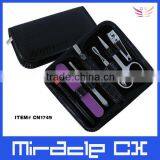 Black PVC Bag Lip Brush Nail Buffer Manicure Set